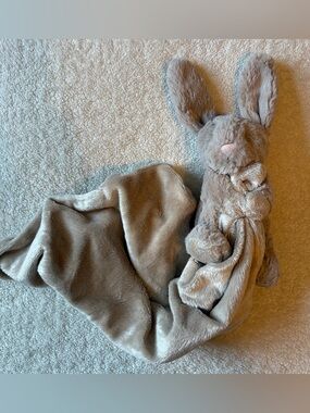 Jellycat Bashful Bunny Lovey Security Blanket - Soft Gray